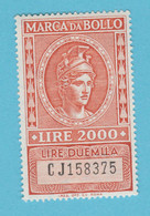 ITALIA Reveneu Fiscali Marca Bollo Tax  Lire 1000   - MNH - Revenue Stamps