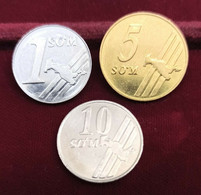 Uzbekistán Set 3 Monedas 1 5 10 Sum 2000-2001 SC UNC - Uzbekistan
