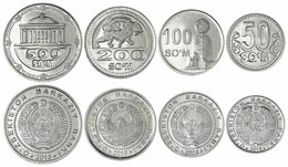 Uzbekistán Set 4 Monedas 50 100 200 500 Som 2018 Km New SC UNC - Uzbekistan