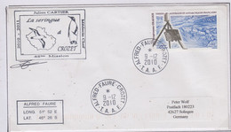 TAAF 2010 Cover Medical Team  Signature Ca Base Alfred Faure Crozet 29-12-2010 (FC197C) - Cartas & Documentos