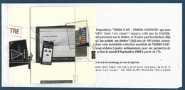 Invitation à L’exposition Timbre D’art – Timbres D’artistes (Paris Septembre 1992) Avec Dépliant De Cinq Vignettes - Blocs & Carnets