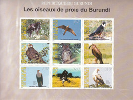 2009 Burundi Birds Of Prey Oiseaux Eagles Miniature Sheet Of 9 MNH - Unused Stamps