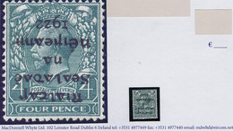 Ireland 1922 Dollard Rialtas 5-line Black Overprint, Bogus (forged) Inverted Overprint On 4d Grey-green Mint - Unused Stamps