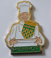 AN305 Pin's PIERROT Traiteur Blason Avec Carrés Verts Et Jaunes Toque Cuisinier Achat Immédiat - Alimentation