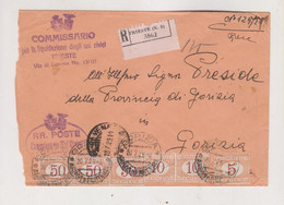 ITALY 1929 TRIESTE  Nice Registered Cover To Gorizia Postage Due - Segnatasse