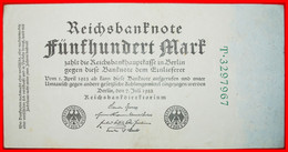 * ONE SIDE: GERMANY ★ 500 MARK 1922 PREFIX T! CRISP! LOW START ★ NO RESERVE! - 500 Mark