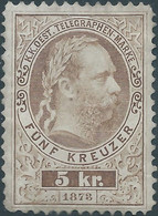 AUSTRIA-L'AUTRICHE-ÖSTERREICH,1873-1876 Franz-Josef I.Telegraph Stamp 5Kr,perf. 10½ ,Mint - Telégrafo