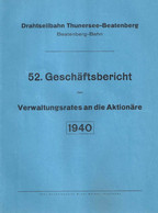 Geschäftsbericht  "Drahtseilbahn Thunersee-Beatenberg"       1940 - Europa