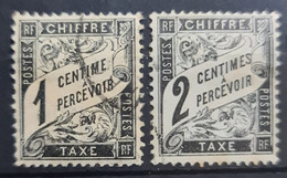 FRANCE 1882 - Canceled - YT 10, 11 - Timbre Taxe 1c, 2c - 1859-1959 Gebraucht