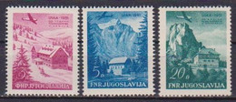 JUGOSLAVIA 1951 POSTA AEREA CONGRESSO DELL'UNIONE DELLE ASSOCIAZIONI DEGLI ALPINI(U.I.A.A.) YVERT. 42-44 MNH XF+++++++++ - Luftpost