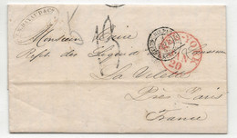 LAC ETATS-UNIS US 1852 Ligne Maritime Transatlantique Paquebot Steamer NEW-YORK PARIS Marque Entrée CALAIS - Postal History