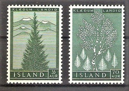 Island Mi.Nr. 320-321 ** Wiederaufforstung Islands 1957 / Rotfichte & Sandbirke / Kompletter Satz ! - Unused Stamps