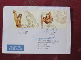 Poland 2019 Cover To Nicaragua - Animals Sloth Giraffe - Lettres & Documents