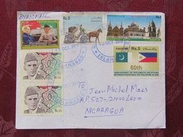 Pakistan 2019 Cover To Nicaragua - Flags Philippine Horse Cart Cathedral Temple - Pakistan