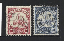 German Togo 1900 10 Pf Rose & 20 Pf Blue Kaisers Yacht FU - Togo