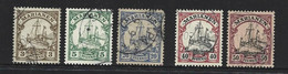 German Mariana Islands Kaisers Yacht 5 Values To 50 Pf FU , One With Blemish - Mariannes