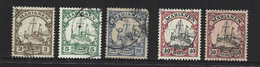 German Mariana Islands Kaisers Yacht 5 Values To 50 Pf FU , One With Blemish - Mariana Islands