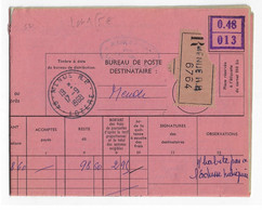 MENDE Lozère Commandement Perception Lettre Recommandée En Franchise Ob 17 9 1968 Etiquette Reco - Cachets Manuels