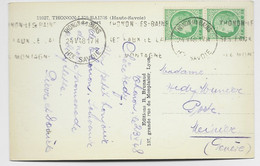 MAZELIN 2FR PAIRE CARTE THONON HAUTE SAVOIE 24.V.1948 POUR GENEVE TARIF ?? - 1945-47 Ceres (Mazelin)