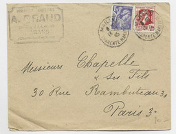 MARIANNE ALGER N° 638 +IRIS 1FR20 LETTRE MARANS 13.7.1945 CHARENT MARITIME PAS AU TARIF - 1944 Marianne Van Algerije