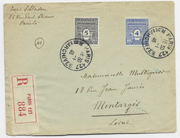 ARC TRIIOMPHE 5FR+4FR LETTRE REC PARIS 1946 AU TARIF  + VERSO VIGNETTE RENAITRE - 1944-45 Triumphbogen