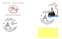 ITALIA ITALY- 2004 TORINO XX Olimpiade Invernale Winter Olympic Games (Mole, Logo Olimpico) Su Busta Fdc PT Viagg.- 7696 - Hiver 2006: Torino