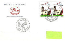 ITALIA ITALY- 2004 PRAGELATO (TO) XX Olimpiade Winter Olympic Games (chiesa, Logo Olimpico) Su Busta Fdc PT Viagg.- 7697 - Hiver 2006: Torino