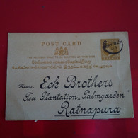 ENTIER CEYLON POSTAGE 2 CENTS POUR RATNAPURA TEA PLANTATION LAMGARDEN ECK BROTHERS - Sri Lanka (Ceilán)