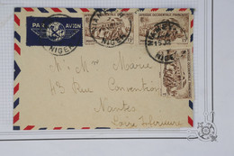 AW12 AOF NIGER  BELLE LETTRE 1953  PAR AVION  NIAMEY A NANTES   FRANCE  ++ AFFRANCH. INTERESSANT - Covers & Documents