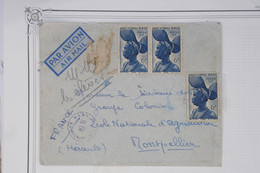 AW12 AOF GUINEE   BELLE LETTRE 1948   PETIT BUREAU SEREDOU A   MONTPELLIER  FRANCE  + PAIRE DE TP+ AFFRANCH. INTERESSANT - Cartas & Documentos