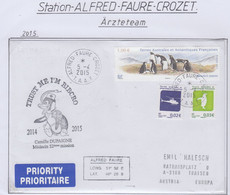 TAAF 2015 Cover Medical Team  Ca Base Alfred Faure Crozet 5-4-2015 (FC199) - Lettres & Documents