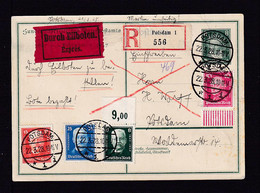 1928 - 8 Pf. Sonder-Ganzsache Mit Zufrankatur Als R-Eilbotenkarte In Potsdam - Cartas