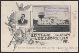 1898 - Ballonpoststempel  "Ballon Europa" Auf Karte Mit Landungsstempel Nach München - Montgolfier