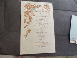 RARE MENU Original Le Livre Contemporain Diner Du 10/03/16 Arts Nouveaux Illustrateur Style MUCHA - Menükarten