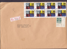 Denmark Registered Einschreiben Label Brotype NYBORG 1993 Cover Brief Swedish Embassy KØBENHAVN 8-Block Europa CEPT - Brieven En Documenten