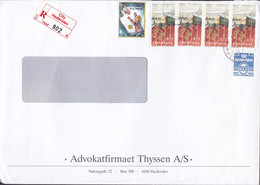 Denmark Advokatfirmaet THYSSEN Registered Einschreiben Label Brotype HADERSLEV 1993 Cover Brief 3-Stripe, Christmas Seal - Storia Postale