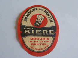 RARE ETIQUETTE ANCIENNE BIERE BRASSERIE DE PANTIN DROUHIN 293 - Cerveza