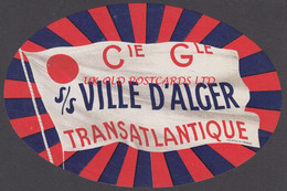 S.S. Ville-d' Alger-Cie Transatlantique -  Baggage / Luggage Label   - Gummed - Otros & Sin Clasificación