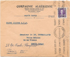 Sur Lettre COMPAGNIE ALGERIENNE  - MONTE CARLO 1935 - Covers & Documents