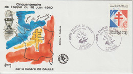 France 1990 Général De Gaulle Nimes (30) - Gedenkstempel