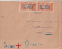 1943 - DAHOMEY - ENVELOPPE De NATITINGOU (RARE) !! => VIENNE - "SOINS CROIX-ROUGE GENEVE" ! - Brieven En Documenten