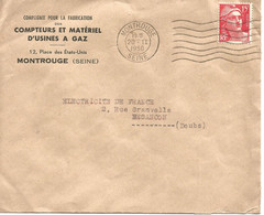 France Enveloppe Compteurs Usines à Gaz Cachet à Date Montrouge (Seine) 1950 - Sellado Mecánica (Otros)