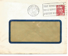 France Enveloppe  Cachet à Date Levallois-Perret (Seine) 1951 Recto Verso - Oblitérations Mécaniques (Autres)