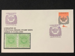 MACAU 1984 LUBRAPEX84 COMMEMORATIVE CANCELATION ON PRIVATE PRINTED COVER - Lettres & Documents