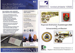 Nordost Philatelie 1/2022, Verbandsnachrichten, Fachbeiträge Zu Sachsen, Sachsen-Anhalt, Brandenburg, Berlin - Filatelia E Historia De Correos