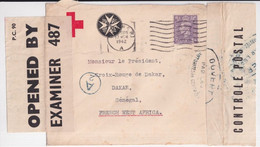 1943 - CROIX-ROUGE - ENVELOPPE DOUBLE CENSURE ! De LONDON => DAKAR (SENEGAL) ! - Rotes Kreuz