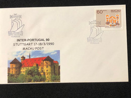 MACAU INTER-PORTUGAL"90 (STUTTGART-GERMANY) COMMEMORATIVE CANCELLATION ON COVER - Covers & Documents