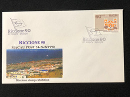 MACAU "RICCIONE 90" STAMP EXHIBATION COMMEMORATIVE COVER - RARE - Cartas & Documentos