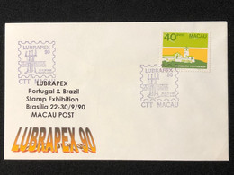 MACAU "LUBRAPEX 90" STAMP EXHIBATION COMMEMORATIVE ON COVER - RARE - Briefe U. Dokumente