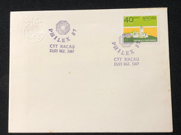 MACAU "PHILEX 87" STAMP EXHIBATION COMMEMORATIVE CANCELLATION ON COVER - Storia Postale